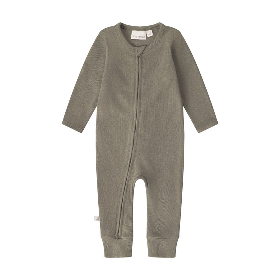 That's Mine Cathie onesie - Green melange - 95% Organic cotton / 5% Elastane Buy Overdele||Onesies||personale||Basics here.