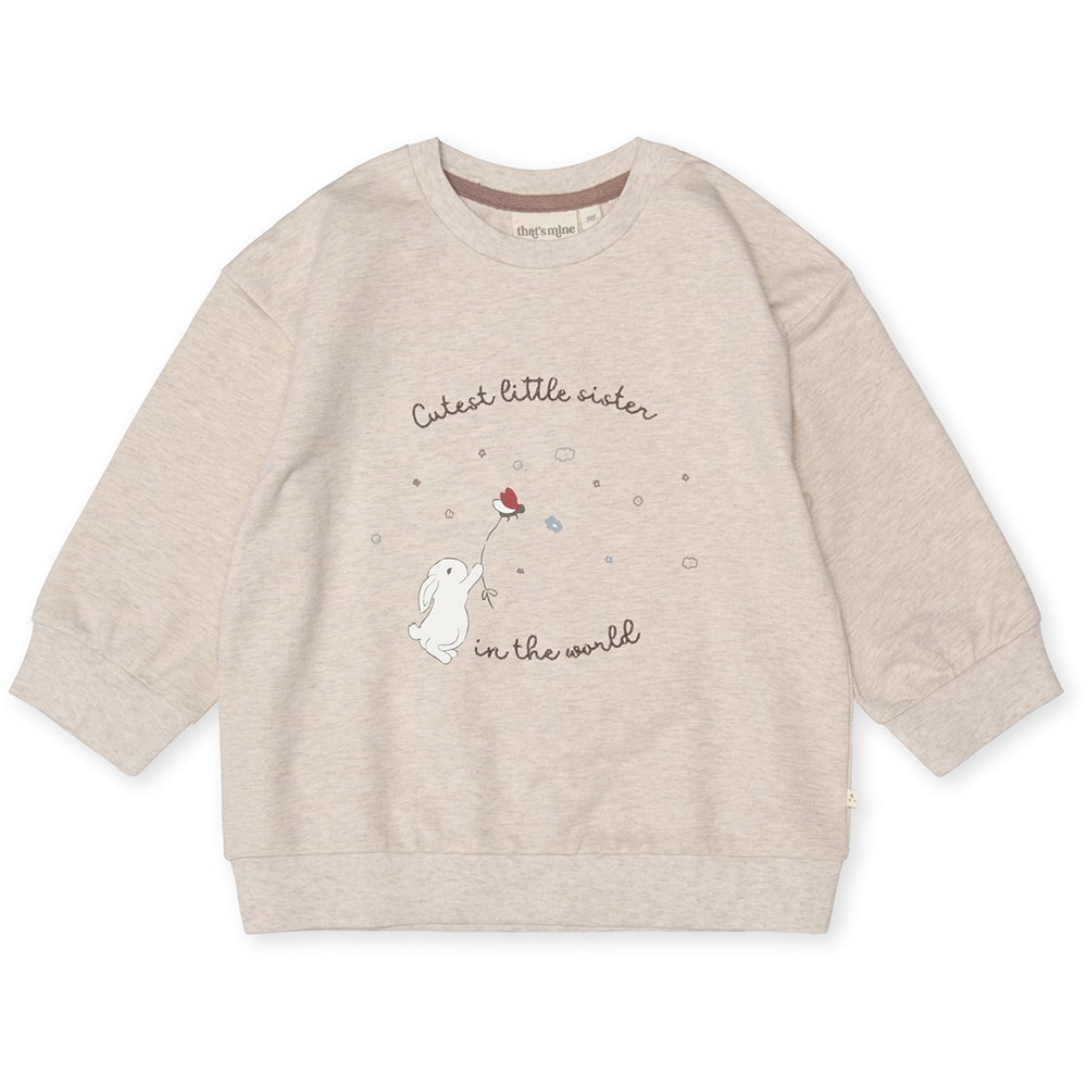 That's Mine Finley little sister sweatshirt - Light brown melange - 95% Organic cotton / 5% Elastane Buy Tøj||Overdele||Sweatshirts||Udsalg||Nyheder||Alle||Forår & sommer '24||Søskende||Influencer choice||Liveshopping d. 11/6||Udsalg tøj here.