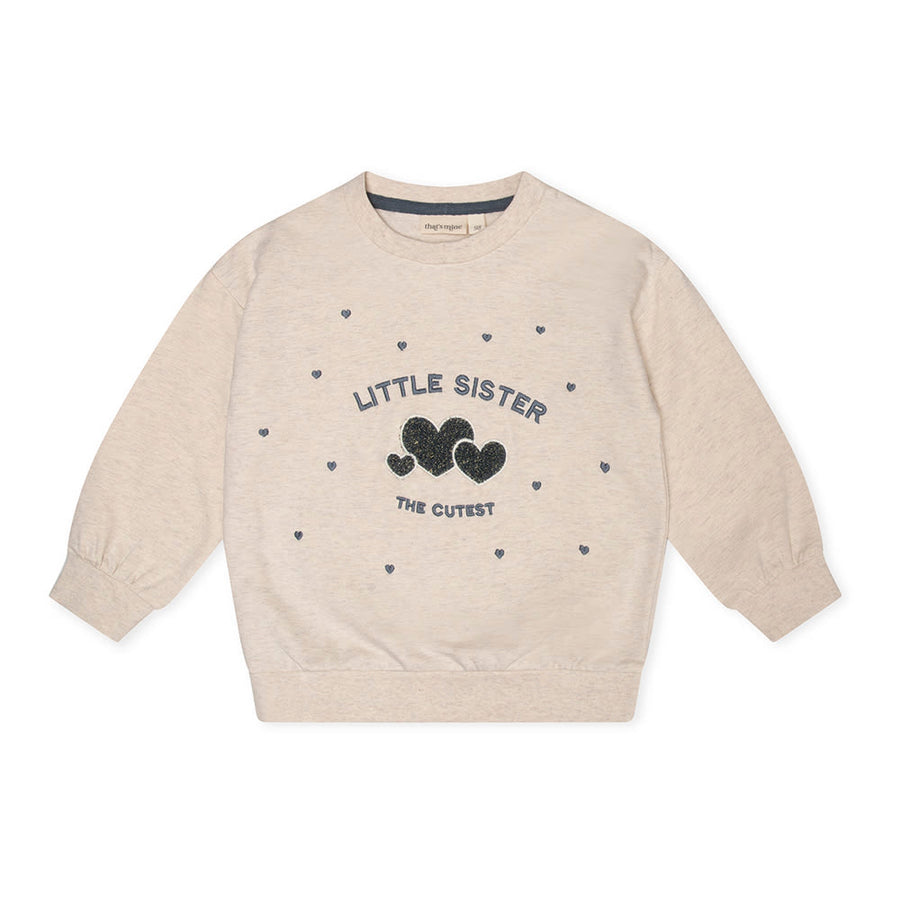 That's Mine Finley little sister sweatshirt - Light creme melange - 95% Organic cotton / 5% Elastane Buy Tøj||Overdele||Sweatshirts||Alle||Favoritter||Søskende||personale||AW24 - VIP adgang||Efterår 2024 here.