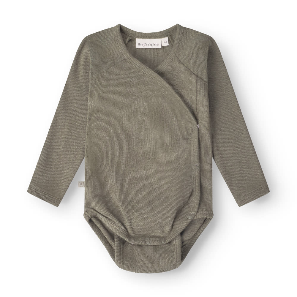 That's Mine Cala slå-om bodystocking - Green melange - 95% Organic cotton / 5% Elastane Buy Bodystockings||Undertøj||personale||Basics here.