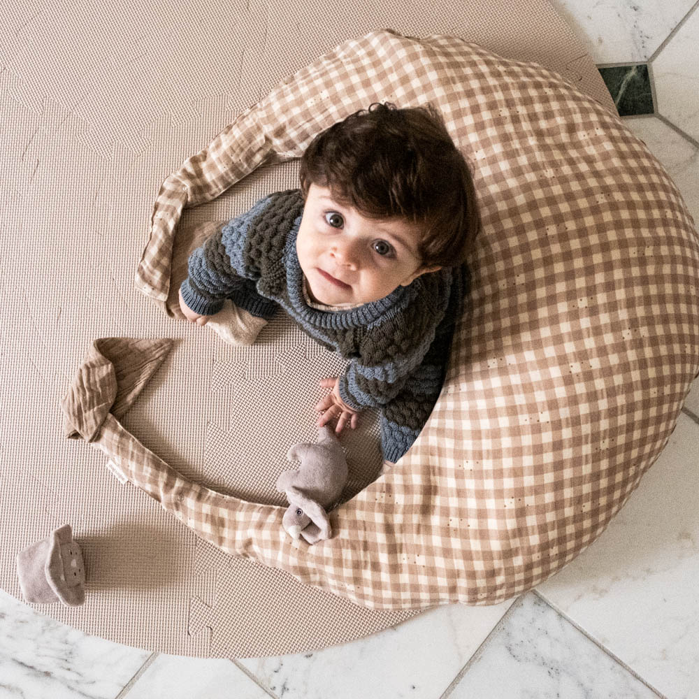 Moon nursing pillow - Stardust check beige