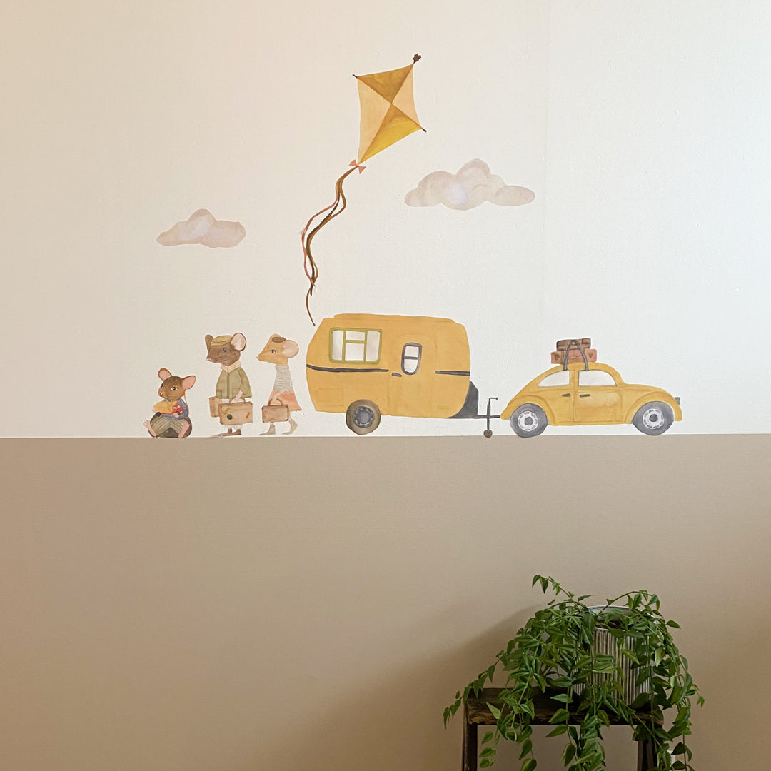 Wallsticker Retro caravan - Multi